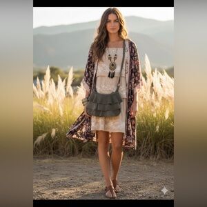 Anabaglish for Sundance Gray Suede Crossbody Bag with Ruffled Design